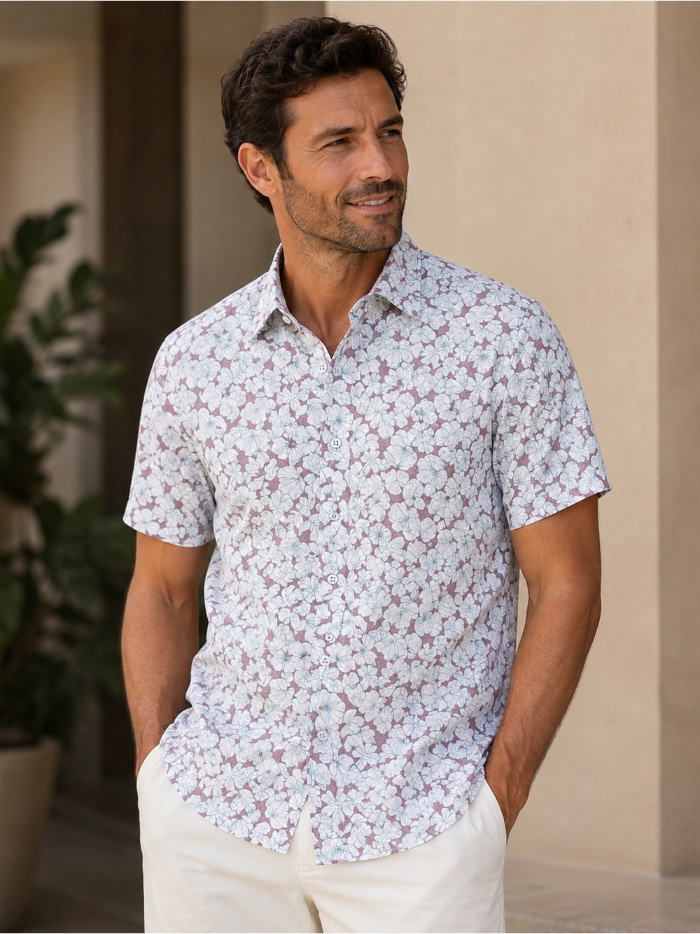 Rodd & Gunn Men’s 100% Cotton Puckered Floral Shirt Sports Fit M NWT